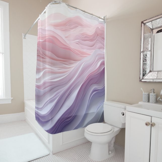 Pastel Calming Wave Pattern Shower Curtain (In Situ)