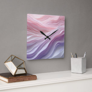 Pastel Calming Wave Pattern Square Wall Clock