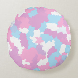 Pastel Camouflage Abstract Art Pattern  Round Cushion