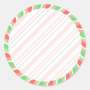 Pastel Candy Cane Border Christmas Blank Custom  Classic Round Sticker