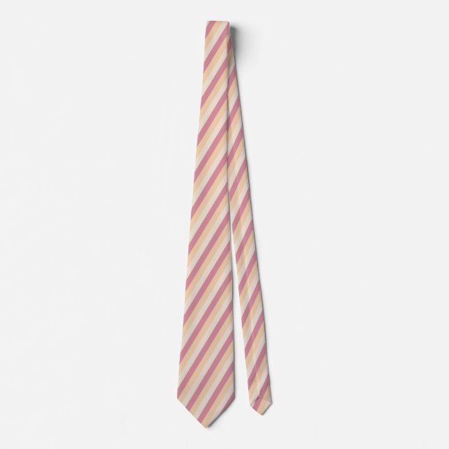 Pastel candy colours diagonal stripes pattern tie (Front)