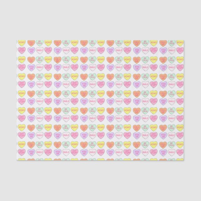Pastel Candy Heart Hearts Valentine's Day Love Tissue Paper (Front)