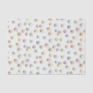 Pastel Candy Hearts on White Pattern Tissue Paper