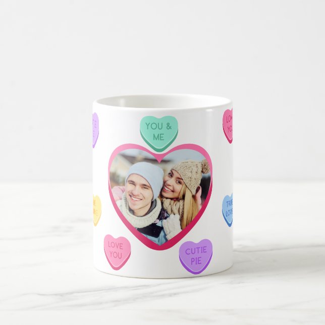 Pastel Candy Hearts Photo Mug (Center)