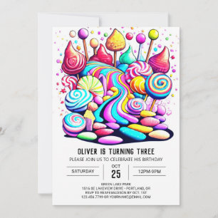 Pastel Candy Sweet Chocolate Birthday Invitation
