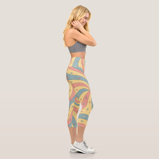 Pastel Candy Swirl Pattern with Sprinkles Capri Leggings