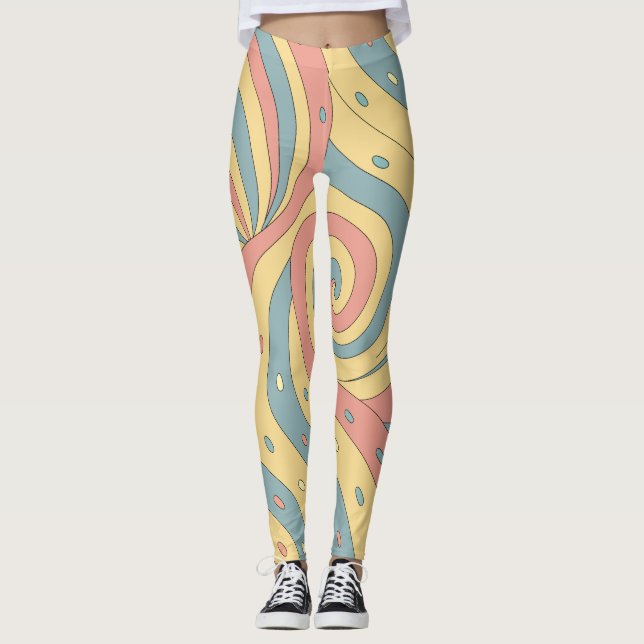 Pastel Candy Swirl Pattern with Sprinkles Leggings (Front)