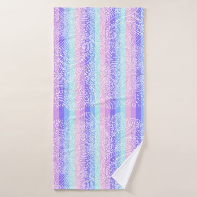 Pastel Candy Swirls | Striped Soft Fantasy Pattern Bath Towel (Bath Towel)
