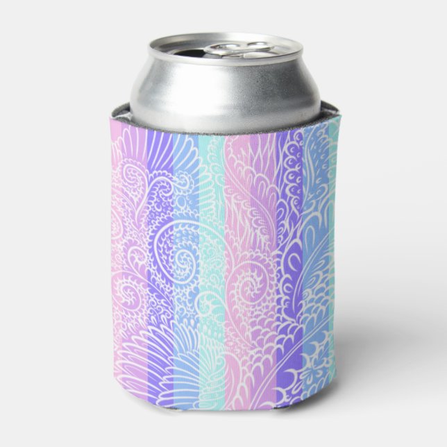 Pastel Candy Swirls | Striped Soft Fantasy Pattern Can Cooler (Can Front)