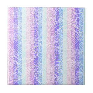 Pastel Candy Swirls Striped Soft Fantasy Pattern Ceramic Tile