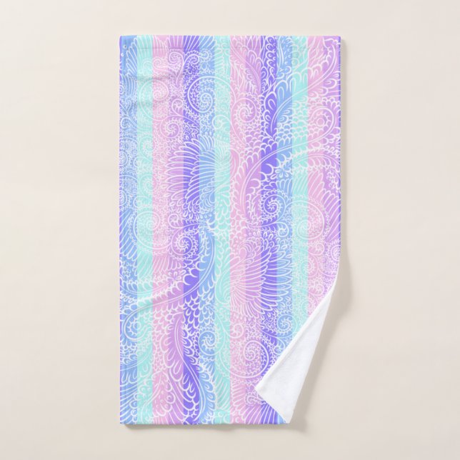 Pastel Candy Swirls | Striped Soft Fantasy Pattern Hand Towel (Hand Towel)