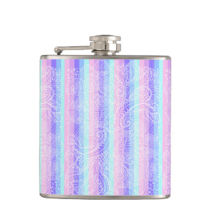 Pastel Candy Swirls   Striped Soft Fantasy Pattern Hip Flask