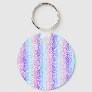 Pastel Candy Swirls Striped Soft Fantasy Pattern Key Ring