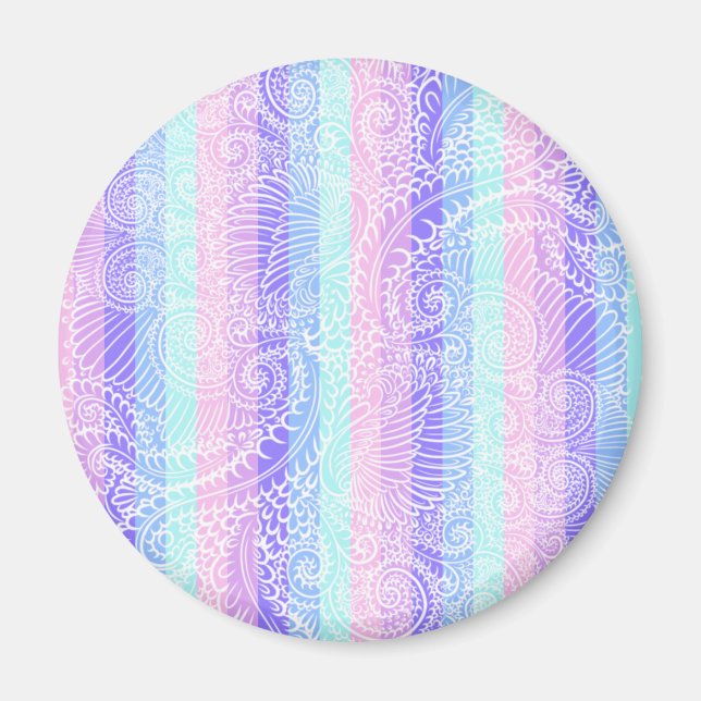 Pastel Candy Swirls | Striped Soft Fantasy Pattern Magnet (Front)