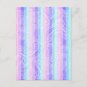 Pastel Candy Swirls Striped Soft Fantasy Pattern Postcard