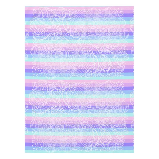 Pastel Candy Swirls | Striped Soft Fantasy Pattern Tablecloth (Front)