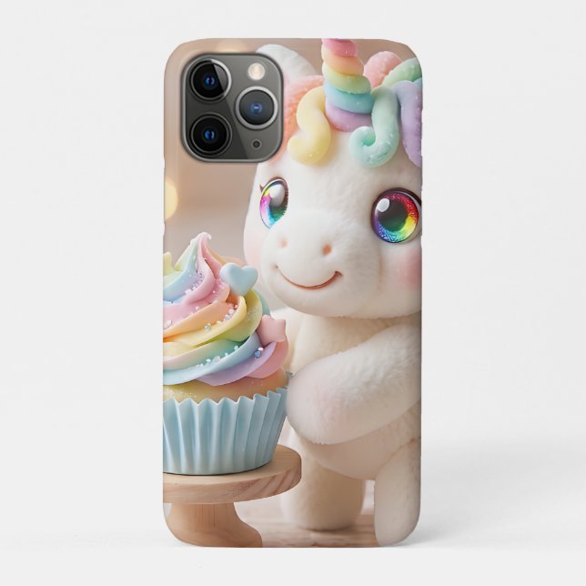 Pastel Candy Unicorn with Rainbow Cupcake Case-Mate iPhone Case (Back)