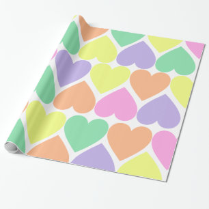 Pastel Candy Valentine Hearts Gift Wrap Paper
