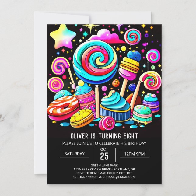 Pastel Candy Wonderland Birthday Invitation (Front)