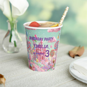 Pastel Candyland 3rd Birthday Paper Cups