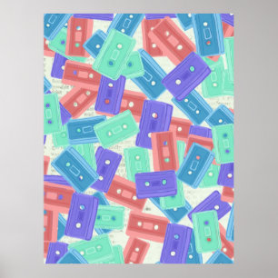 Pastel Cassette Tapes - 90s Aesthetic Music Poster