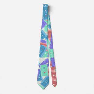 Pastel Cassette Tapes - 90s Aesthetic Music Tie