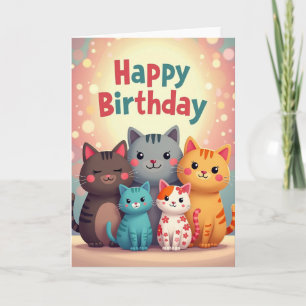 Pastel Cat Birthday Card