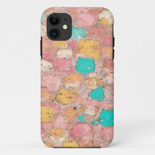 Pastel Cat Doodle Mobile Case