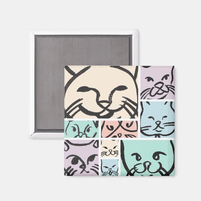 Pastel Cat Faces Magnet (Front/Back)