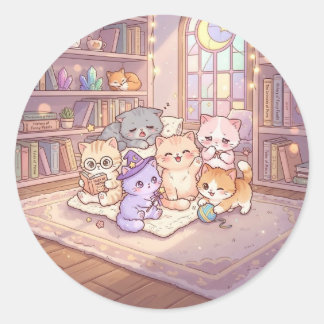Pastel Cat Library Friends Sticker