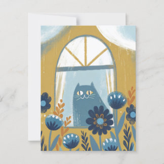 Pastel Cat modern folk art Postcard