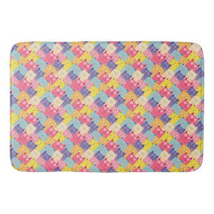 Pastel Cats Art Shower Curtains - Powder Room Gift Bath Mat