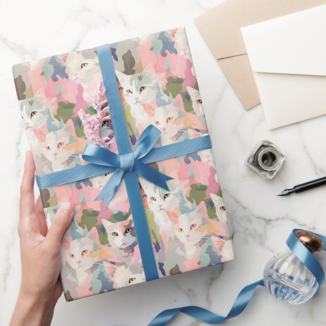 Pastel Cats Colourful Pattern Wrapping Paper (Gifting)