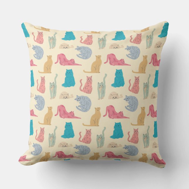 Pastel Cats Cushion (Front)