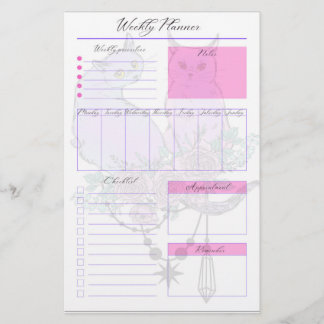 Pastel Cats Weekly Planner Sheets Stationery