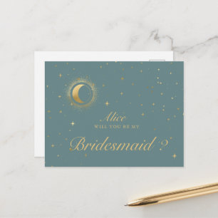 Pastel Celestial Crescent Moon Bridesmaid Postcard