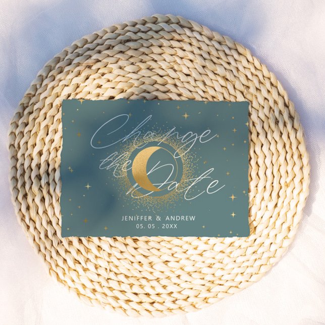 Pastel Celestial Crescent Moon Change The Date Postcard (Creator Uploaded)