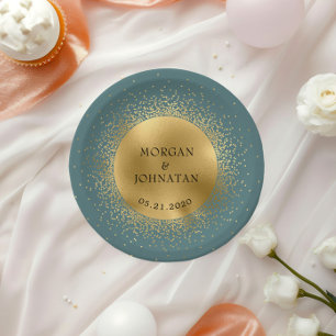 Pastel Celestial Gold Moon Paper Plate