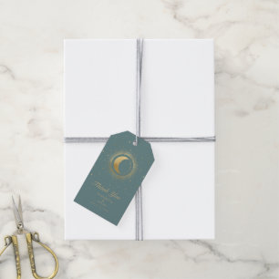 Pastel Celestial Gold Moon Wedding Thank You Gift Tags