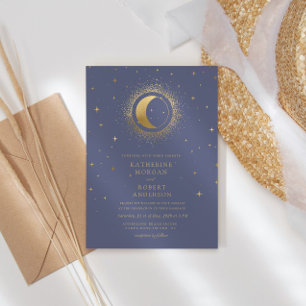 Pastel Celestial Gold Stars Wedding Invitation