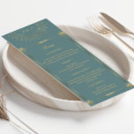 Pastel Celestial Gold Wedding Dinner Menu Card<br><div class="desc">Our "Pastel Celestial Wedding" collection features a beautiful gold crescent moon with gold stars on various pastel backgrounds paired with elegant fonts. Easy for you to customise and you can choose among many items from this collection in our store.</div>