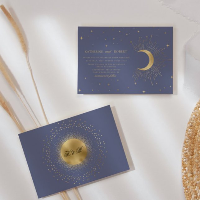 Pastel Celestial Gold Wedding Invitation (Creator Uploaded)