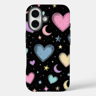 Pastel Celestial Hearts & Stars   Cute Aesthetic  iPhone 16 Case