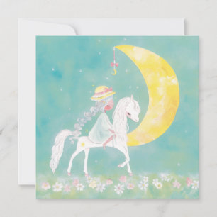 Pastel Celestial Pony and Crescent Moon Holiday Card