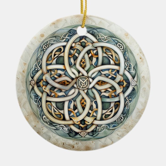 Pastel Celtic Knot  Ceramic Ornament (Front)