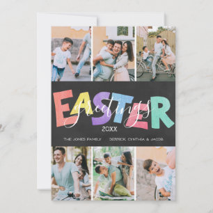 Pastel Chalk Family Easter Greeting   Six Photos Holiday Card