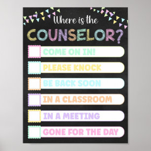 Pastel Chalkboard Where's the Counselor Door Sign