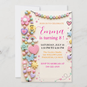 Pastel Charm Bracelet Birthday Invitation