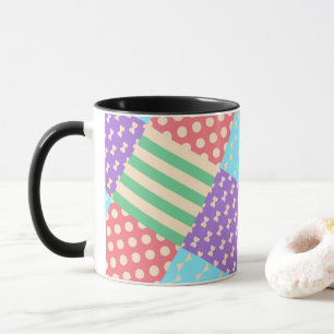 Pastel Checker Stripe Bow Polkadot Geometric Mug