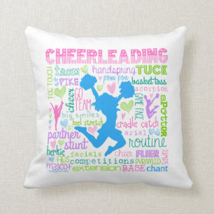 Pastel Cheerleading Words Typography Cushion